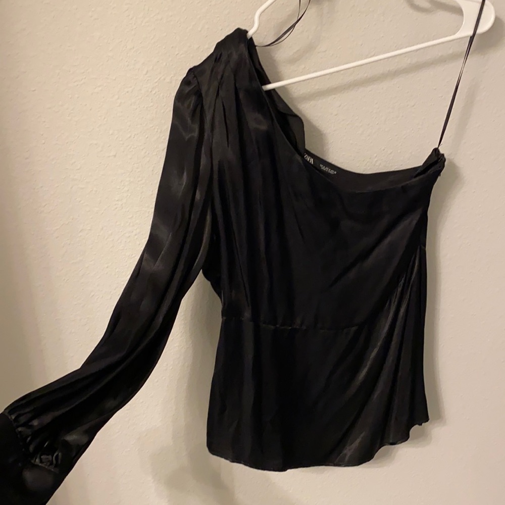 Zara black silk top